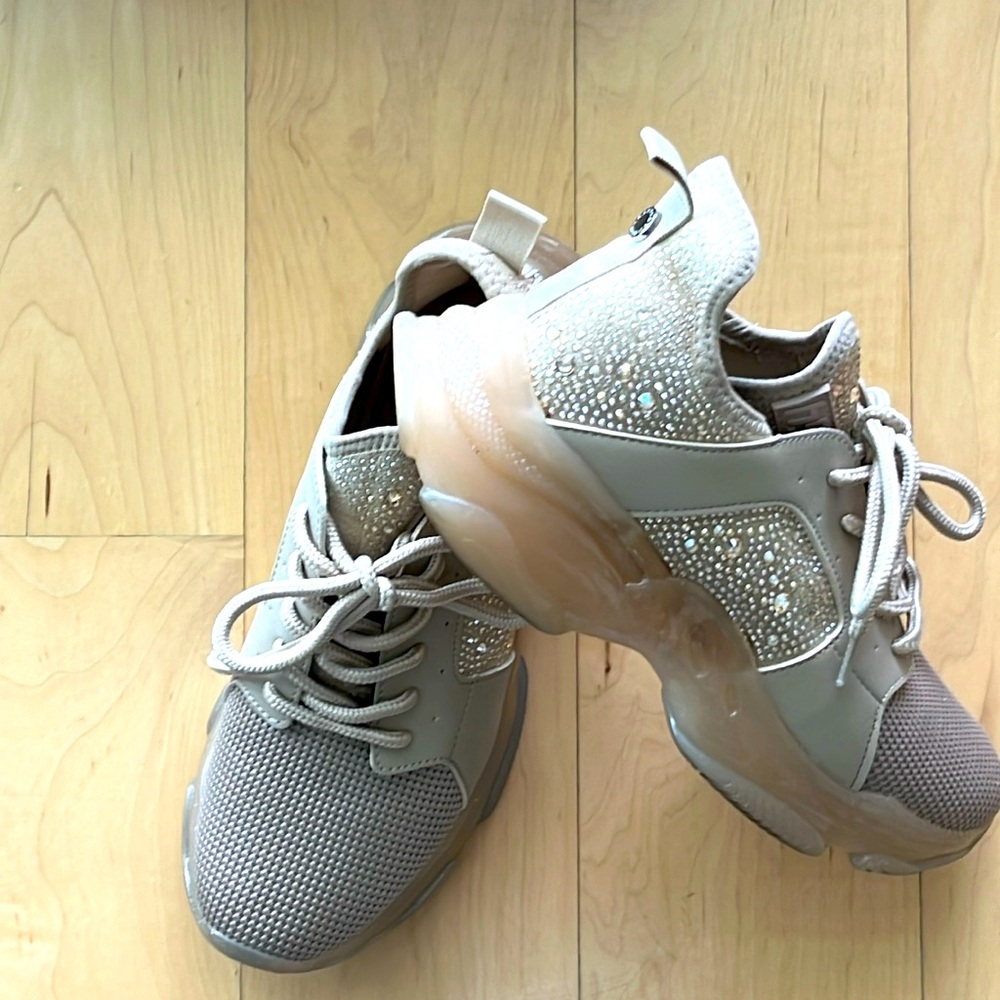 Fashion Sneakers Sz 10 Beige and Bling